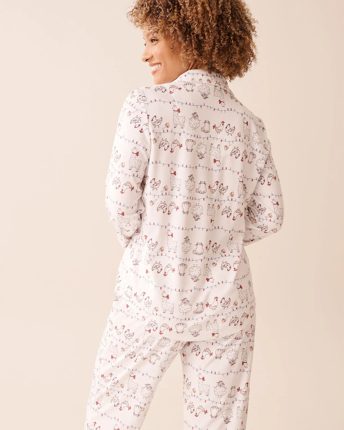 La Vie en Rose_Snow White Farm_Farm Friends Print Soft Velour Button-Down Shirt_40100799_P10555_02