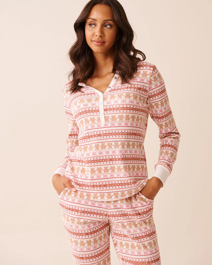 La Vie en Rose_Teddy Bear Nordic_Teddy Bear Print Waffle Knit Long Sleeve Shirt_40100800_P10557_03