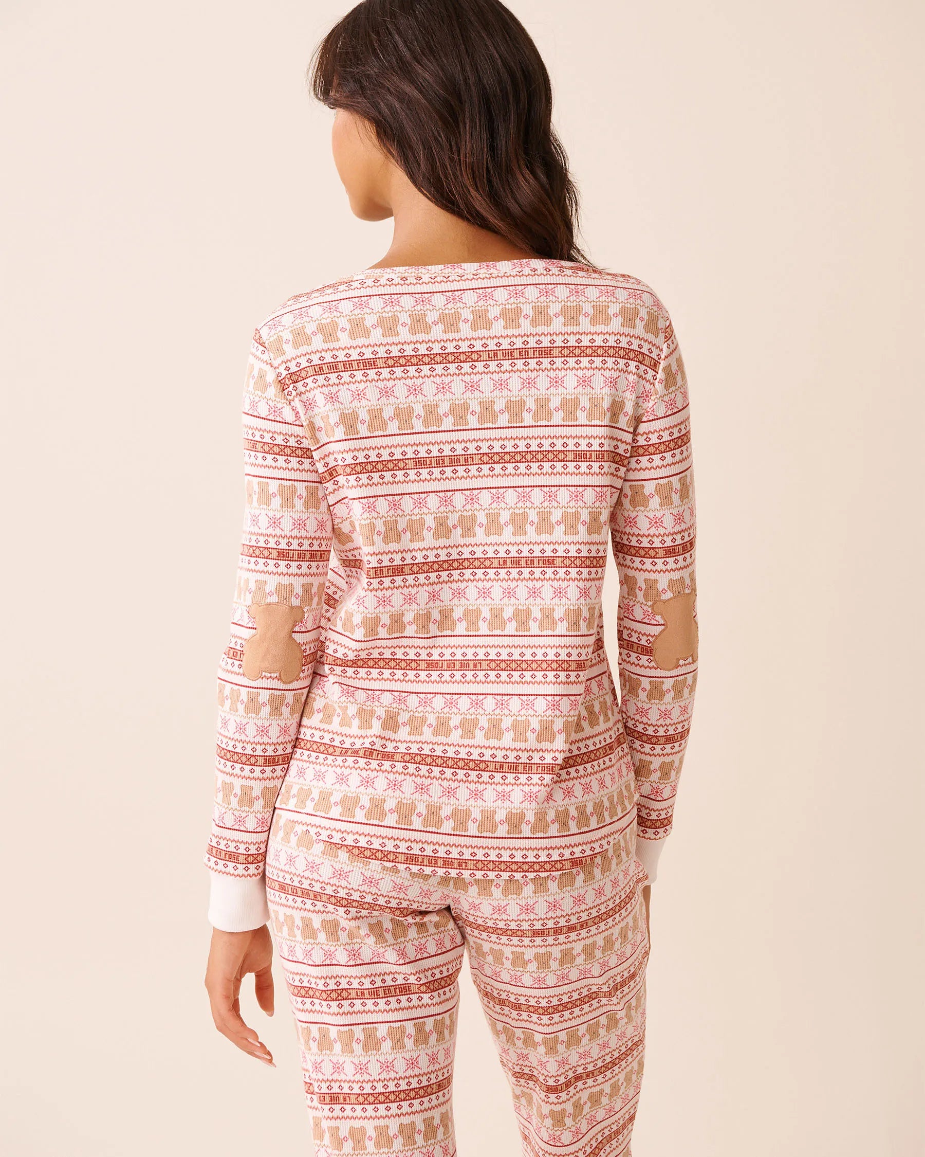 La Vie en Rose_Teddy Bear Nordic_Teddy Bear Print Waffle Knit Long Sleeve Shirt_40100800_P10557_04