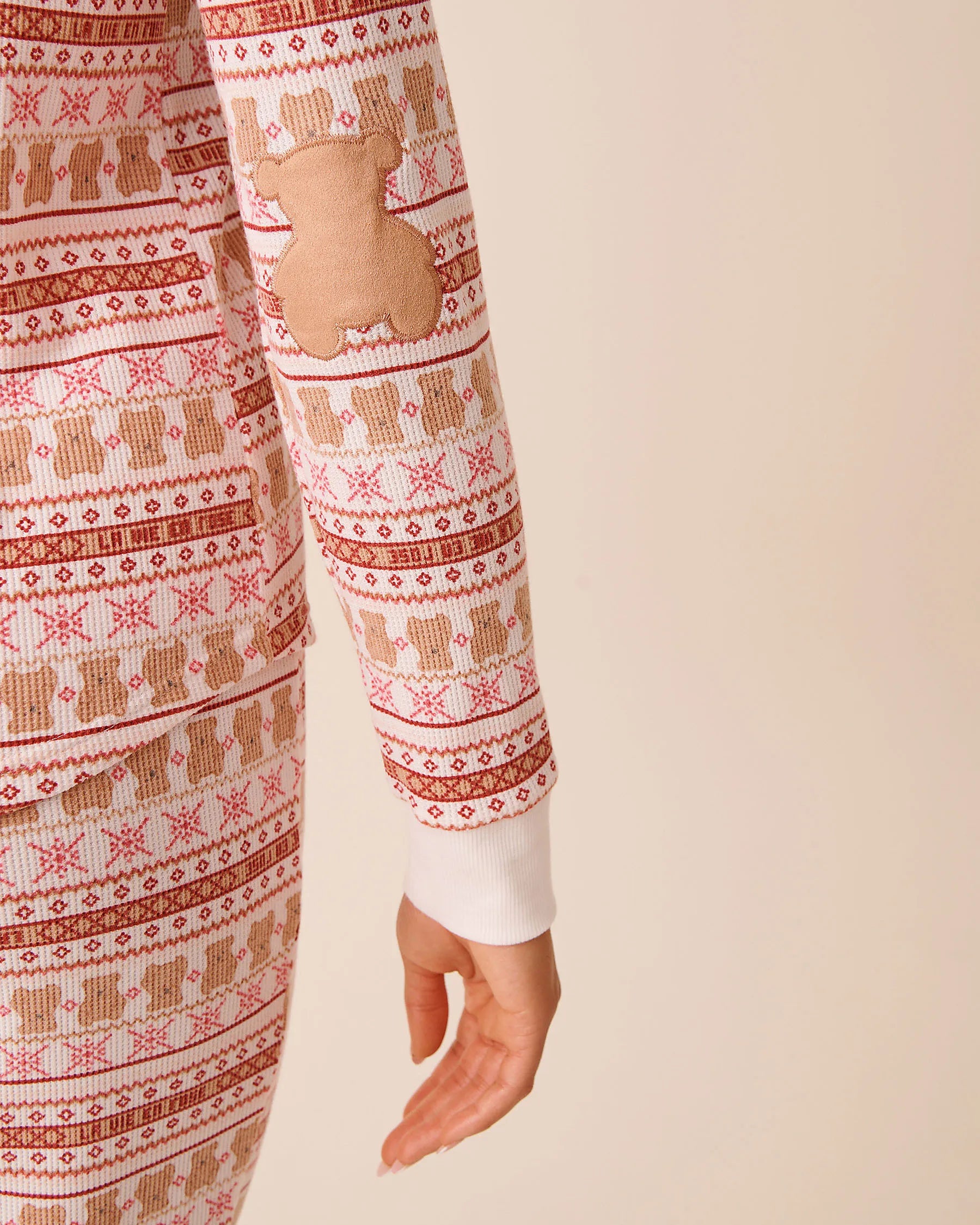 La Vie en Rose_Teddy Bear Nordic_Teddy Bear Print Waffle Knit Long Sleeve Shirt_40100800_P10557_05