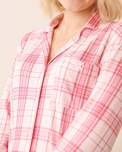 La Vie en Rose_Cherry Blossom Pink Plaid_Pink Plaid Super Soft Button-down Shirt_40100801_P60427_03