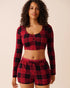 La Vie en Rose_Savvy Red Buffalo Plaid_Buffalo Plaid Super Soft Long Sleeve Crop Top_40100802_P60428_01