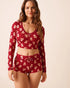 La Vie en Rose_Savvy Red Teddy Bear_Teddy Bear Print Super Soft Long Sleeve Crop Top_40100802_P60429_01