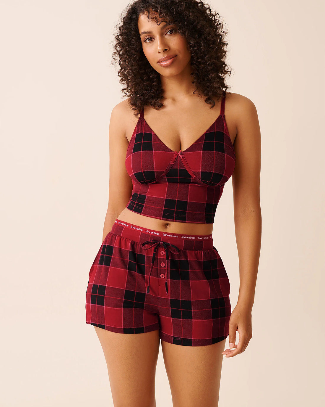 La Vie en Rose_Savvy Red Buffalo Plaid_Buffalo Plaid Super Soft Crop Cami_40100803_P60428_01