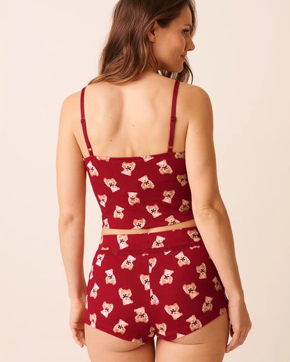 La Vie en Rose_Savvy Red Teddy Bear_Teddy Bear Print Super Soft Crop Cami_40100803_P60429_03