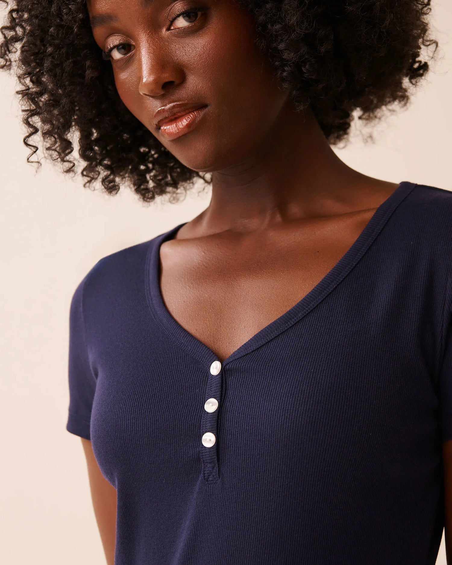 La Vie en Rose_Evening Blue_Ribbed Henley T-shirt_40100804_40009_03