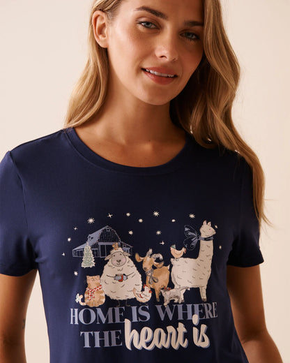 La Vie en Rose_Evening Blue_Farm Friends Print Super Soft T-shirt_40100806_40009_02