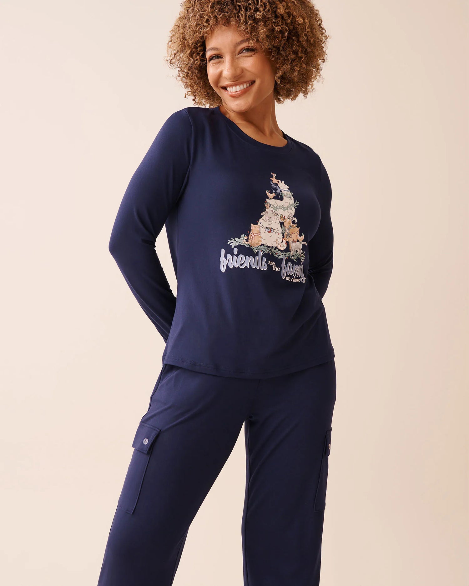 La Vie en Rose_Evening Blue_Farm Friends Print Super Soft Long Sleeve Shirt_40100807_40009_01