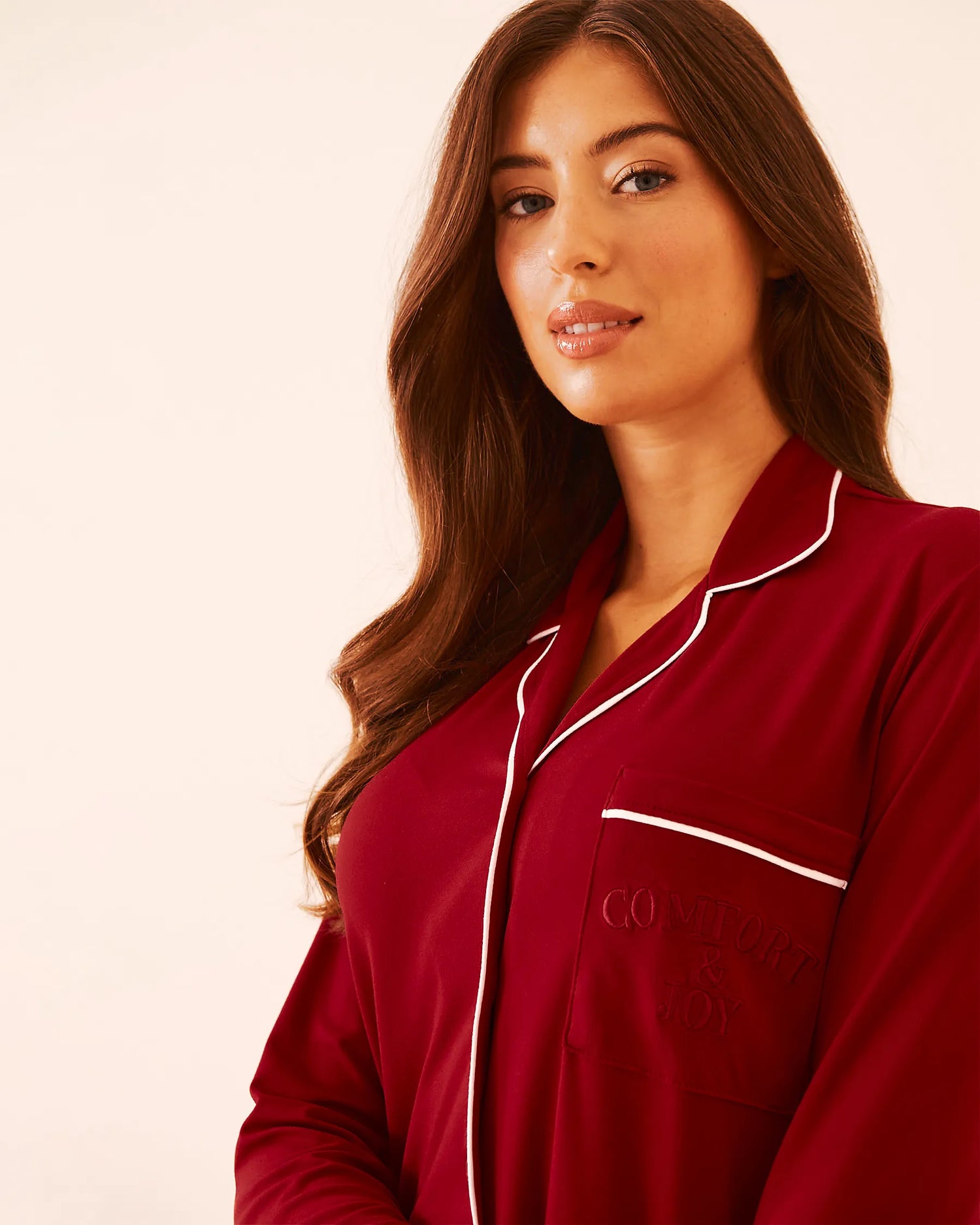 La Vie en Rose_Savvy Red_Comfort &amp; Joy Print Super Soft Button-Down Shirt_40100810_60215_04