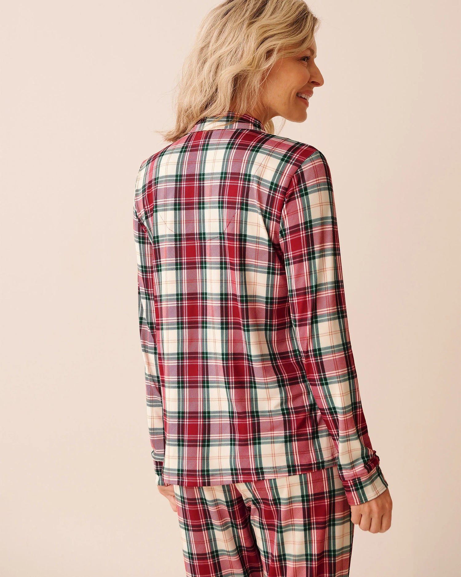 La Vie en Rose_Savvy Red Green Plaid_Red Plaid Super Soft Button-Down Shirt_40100810_P60430_02