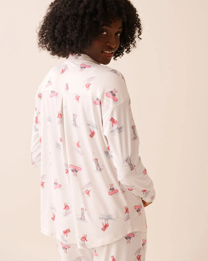 La Vie en Rose_Snow White Ski_Apr�s-Ski Print Super Soft Button-down Shirt_40100811_P10550_02