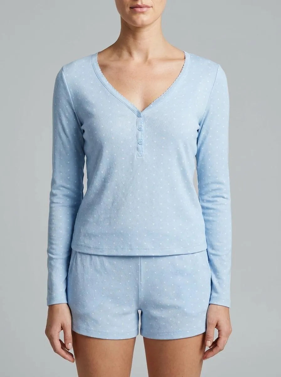 La Vie en Rose_Windsurfer Mini Hearts_Heart Print Pointelle Long Sleeve Shirt_40100822_P40533_00