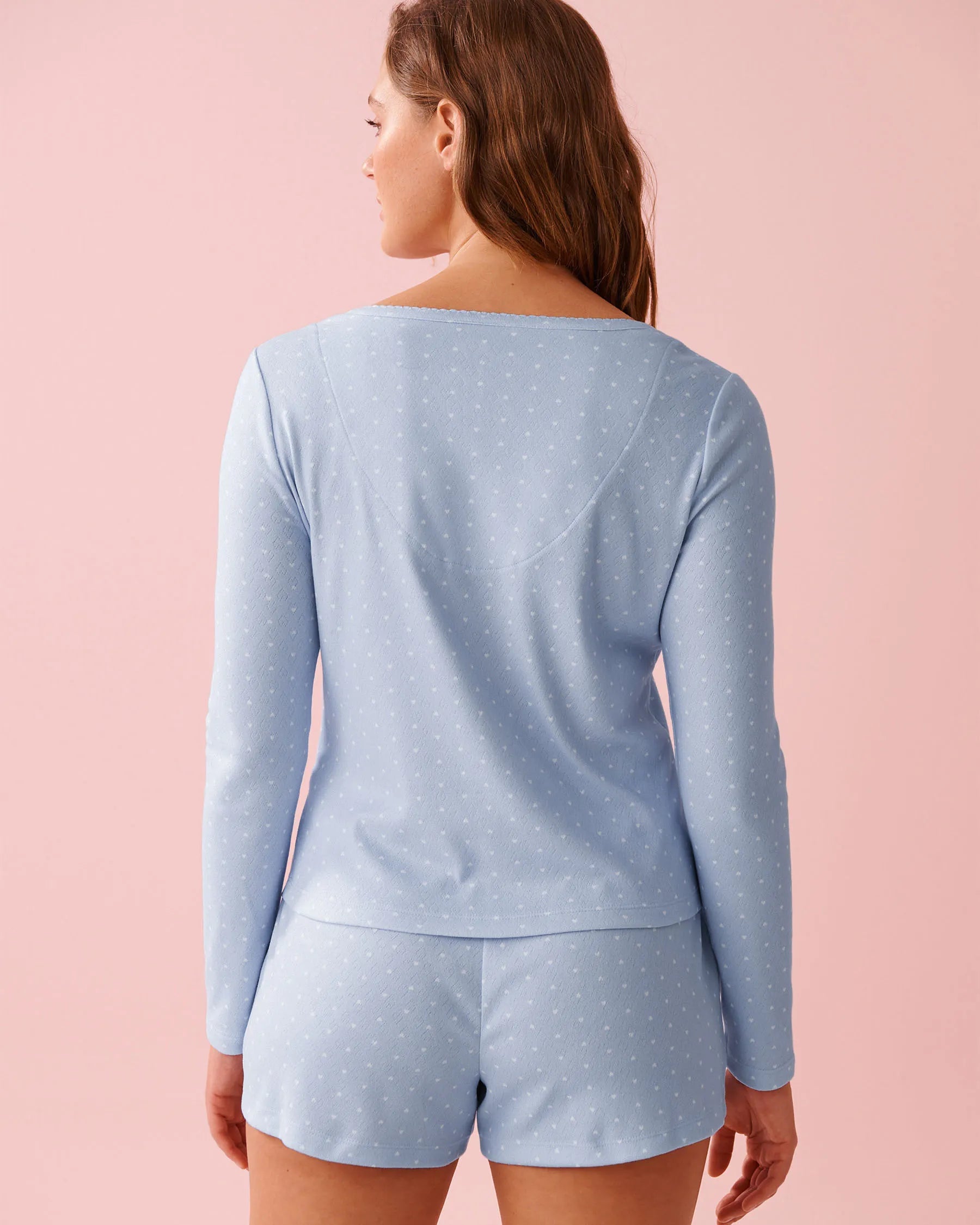 La Vie en Rose_Windsurfer Mini Hearts_Heart Print Pointelle Long Sleeve Shirt_40100822_P40533_02