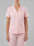 La Vie en Rose Tickled Pink Lver Stripe Women Cotton Short Sleeve Button-down Shirt SKU: 40100824_P60442 Image 00