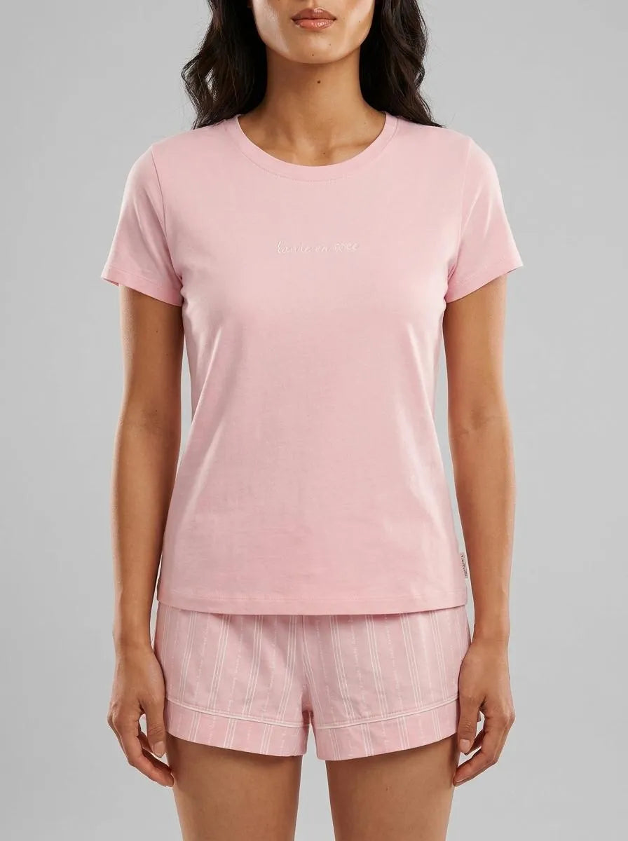 La Vie en Rose Tickled Pink Women Cotton T-shirt SKU: 40100825_60229 Image 00