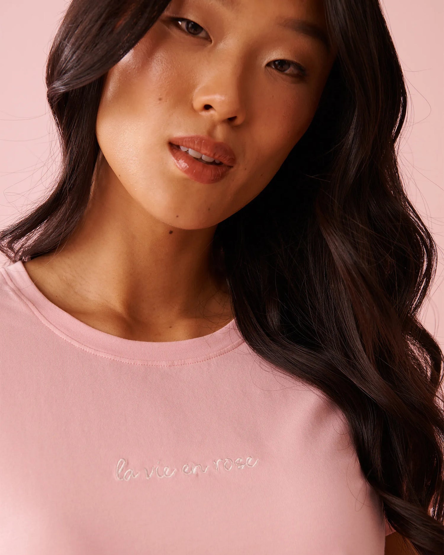 La Vie en Rose Tickled Pink Women Cotton T-shirt SKU: 40100825_60229 Image 02