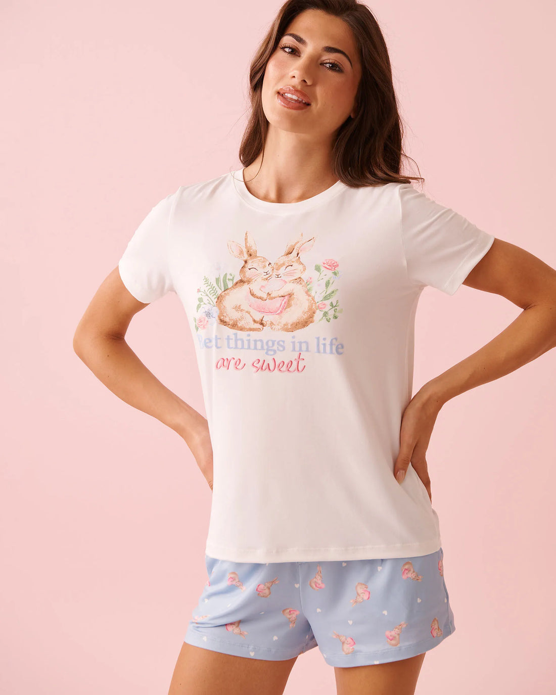 La Vie en Rose Snow White Women Bunny Print Super Soft T-shirt SKU: 40100826_10011 Image 01