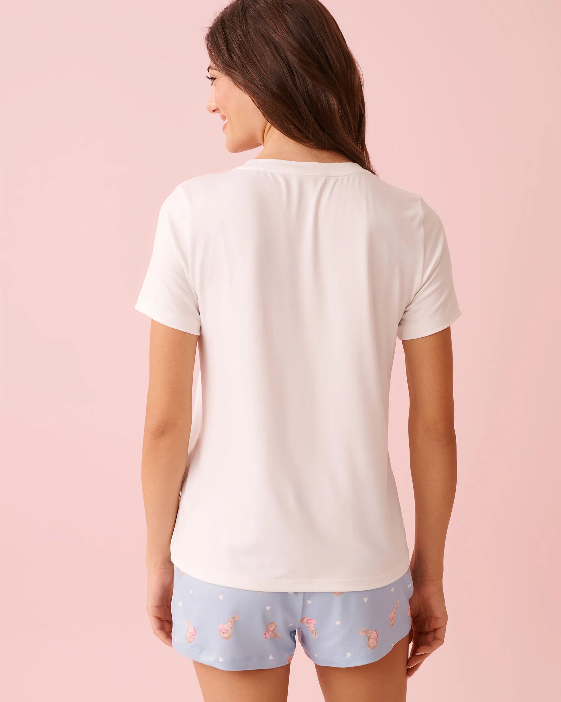 La Vie en Rose Snow White Women Bunny Print Super Soft T-shirt SKU: 40100826_10011 Image 02