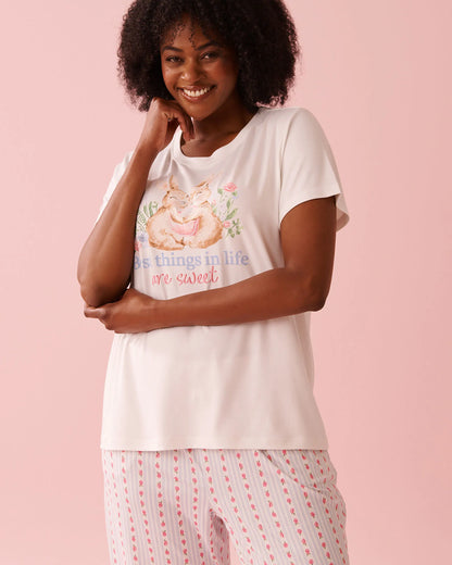 La Vie en Rose Snow White Women Bunny Print Super Soft T-shirt SKU: 40100826_10011 Image 04