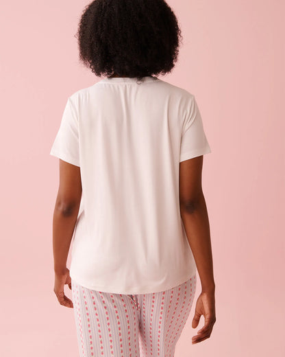 La Vie en Rose Snow White Women Bunny Print Super Soft T-shirt SKU: 40100826_10011 Image 05
