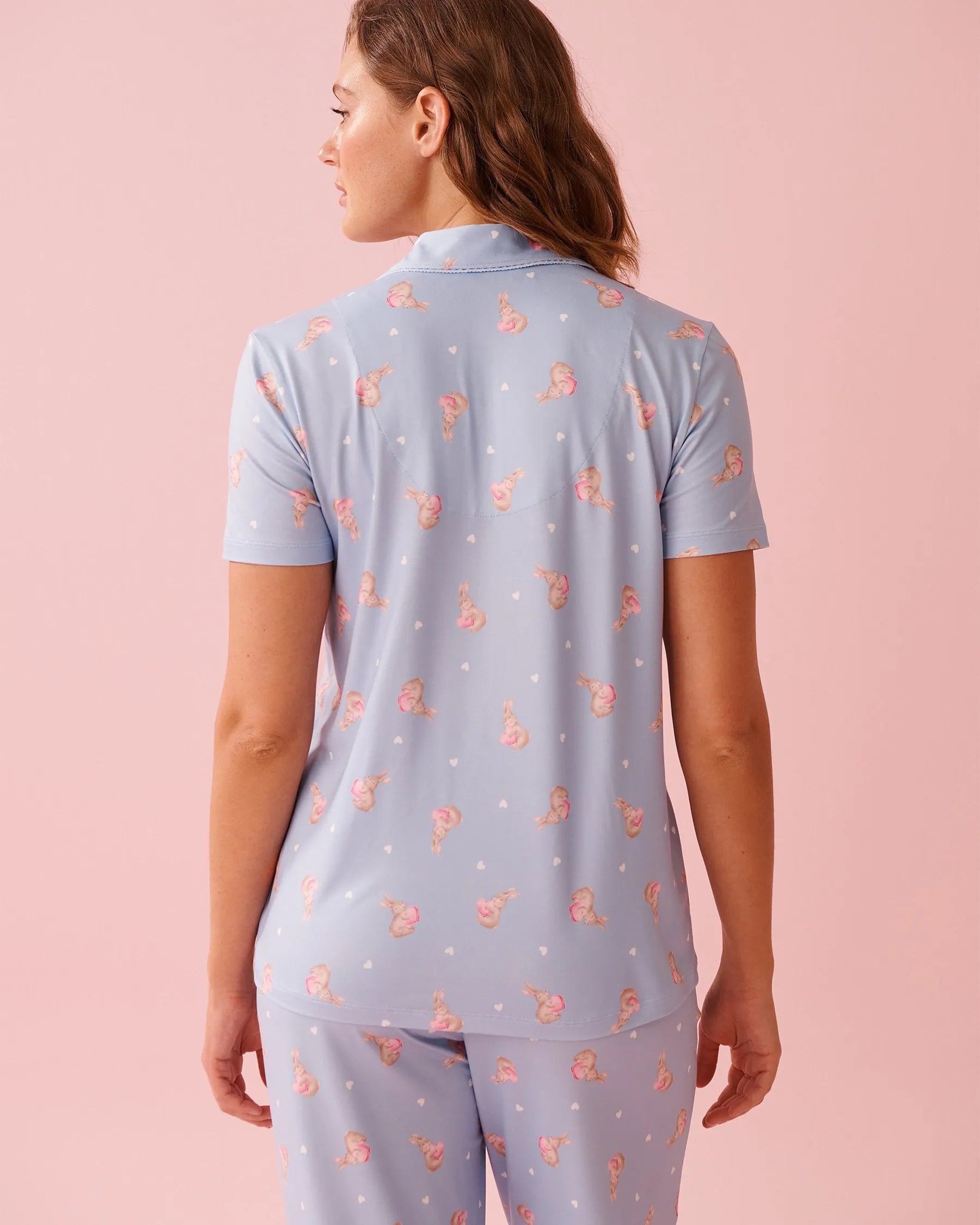 La Vie en Rose Windsurfer Rabbit Women Bunny Print Super Soft Button-down Shirt SKU: 40100827_P40532 Image 02