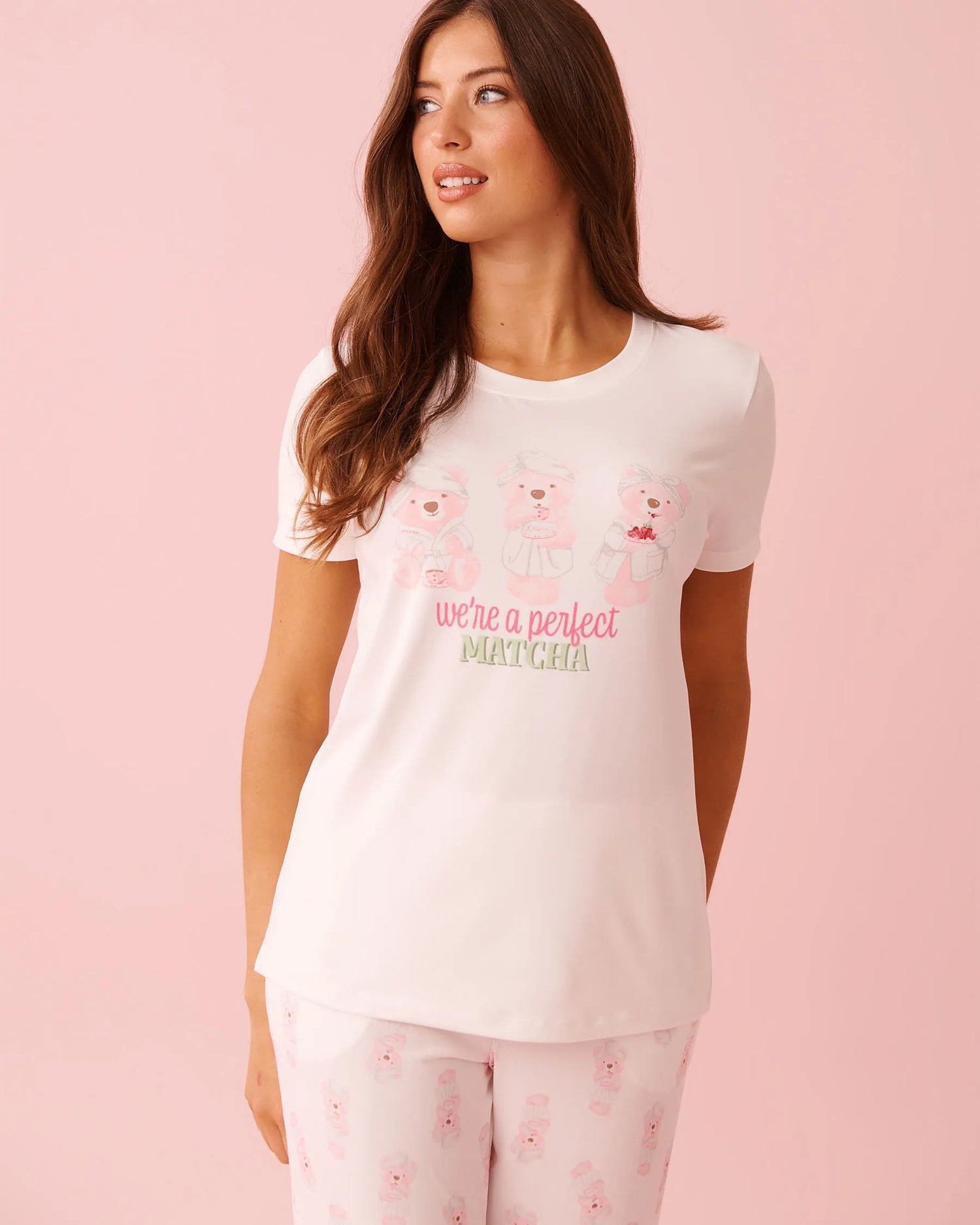 La Vie en Rose_Snow White_Spa Time Teddy Print Super Soft T-shirt_40100829_10011_01