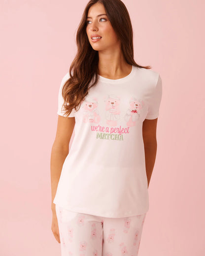 La Vie en Rose_Snow White_Spa Time Teddy Print Super Soft T-shirt_40100829_10011_01