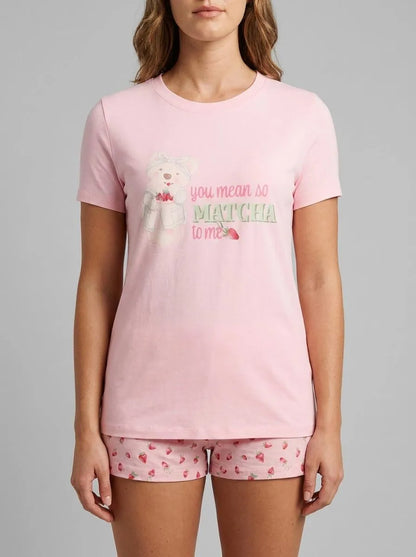 La Vie en Rose_Tickled Pink_Spa Time Teddy Print Super Soft T-shirt_40100829_60229_00