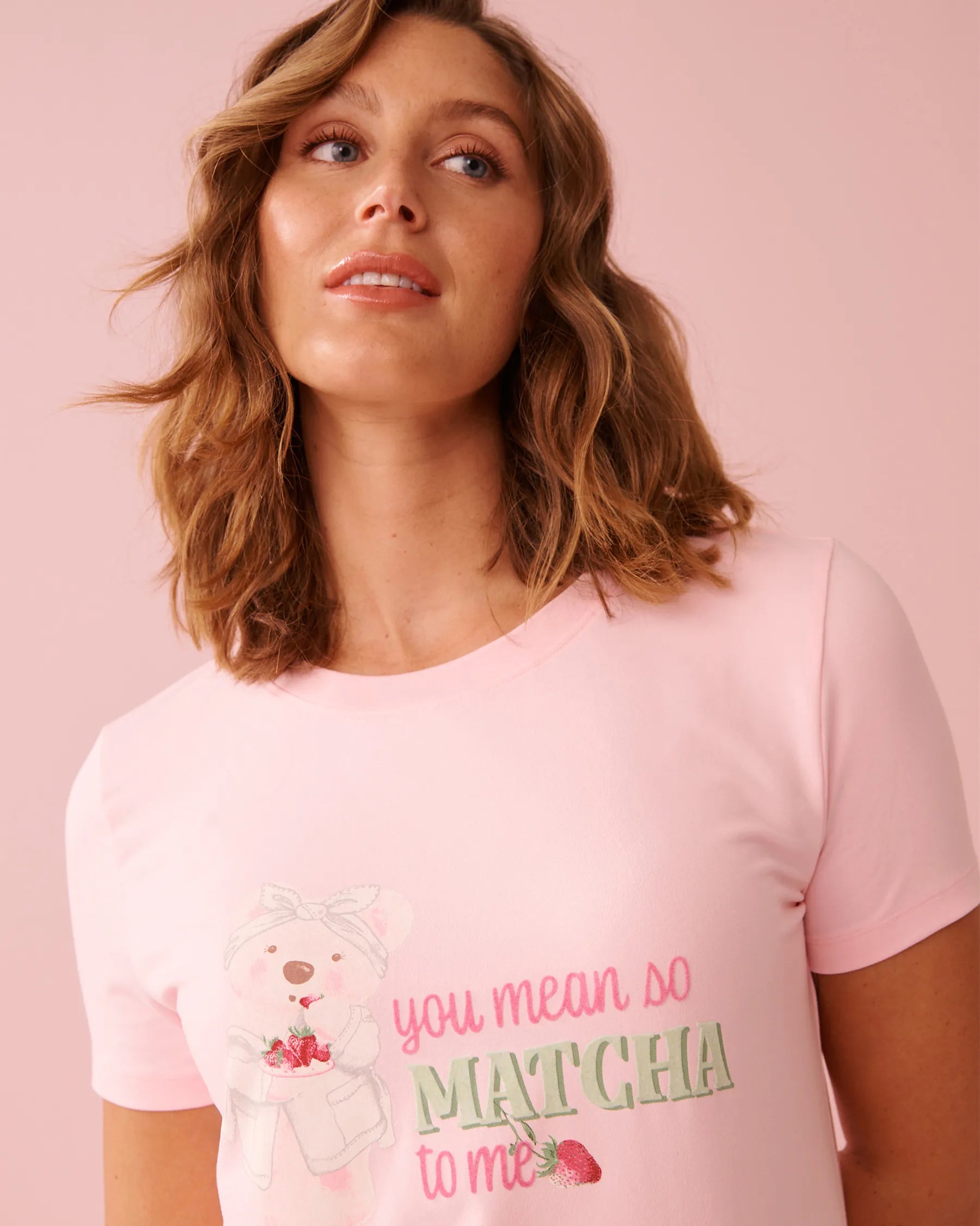 La Vie en Rose_Tickled Pink_Spa Time Teddy Print Super Soft T-shirt_40100829_60229_03