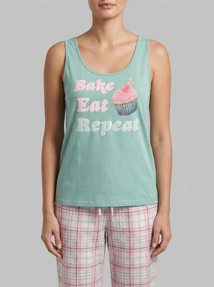 La Vie en Rose Aquifer Women Cupcake Print Cotton Scoop Neck Cami SKU: 40100834_40200 Image 00