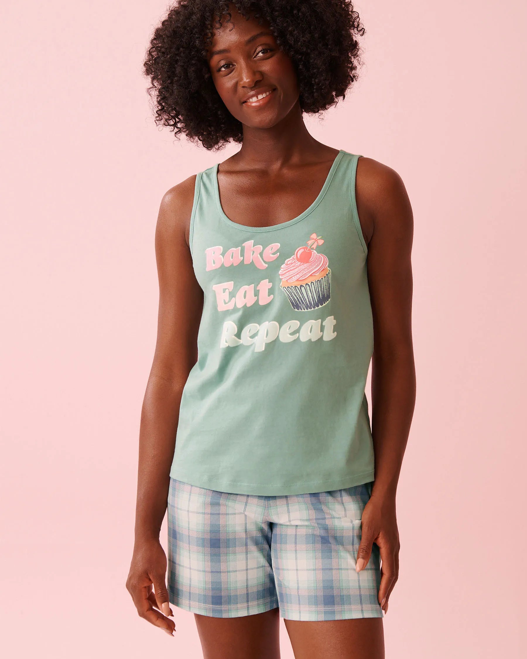 La Vie en Rose Aquifer Women Cupcake Print Cotton Scoop Neck Cami SKU: 40100834_40200 Image 03