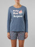 La Vie en Rose China Blue Women Cupcake Print Cotton Long Sleeve Shirt SKU: 40100835_40126 Image 00