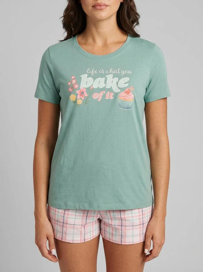La Vie en Rose Aquifer Screen 2 Women Flowers &amp; Cupcake Print Cotton Crew Neck T-shirt SKU: 40100836_P40539 Image 00