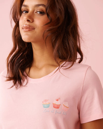La Vie en Rose Crystal Rose Screen 2 Women Cupcake Print Cotton Crew Neck T-shirt SKU: 40100836_P60457 Image 03