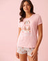 La Vie en Rose Crystal Rose Screen 3 Women Dog & Cupcake Print Cotton Crew Neck T-shirt SKU: 40100836_P60458 Image 01