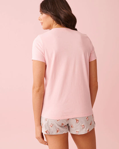 La Vie en Rose Crystal Rose Screen 3 Women Dog &amp; Cupcake Print Cotton Crew Neck T-shirt SKU: 40100836_P60458 Image 02