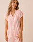 La Vie en Rose Pink Icing Placement Women Floral Stripe Print Super Soft Button-down Shirt SKU: 40100840_P60473 Image 01