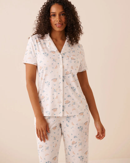 La Vie en Rose Snow White Brunch Women Brunch Print Super Soft Button-down Shirt SKU: 40100844_P10587 Image 01