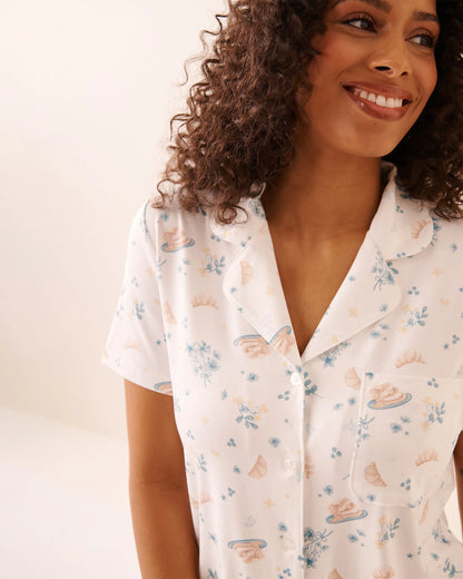 La Vie en Rose Snow White Brunch Women Brunch Print Super Soft Button-down Shirt SKU: 40100844_P10587 Image 03