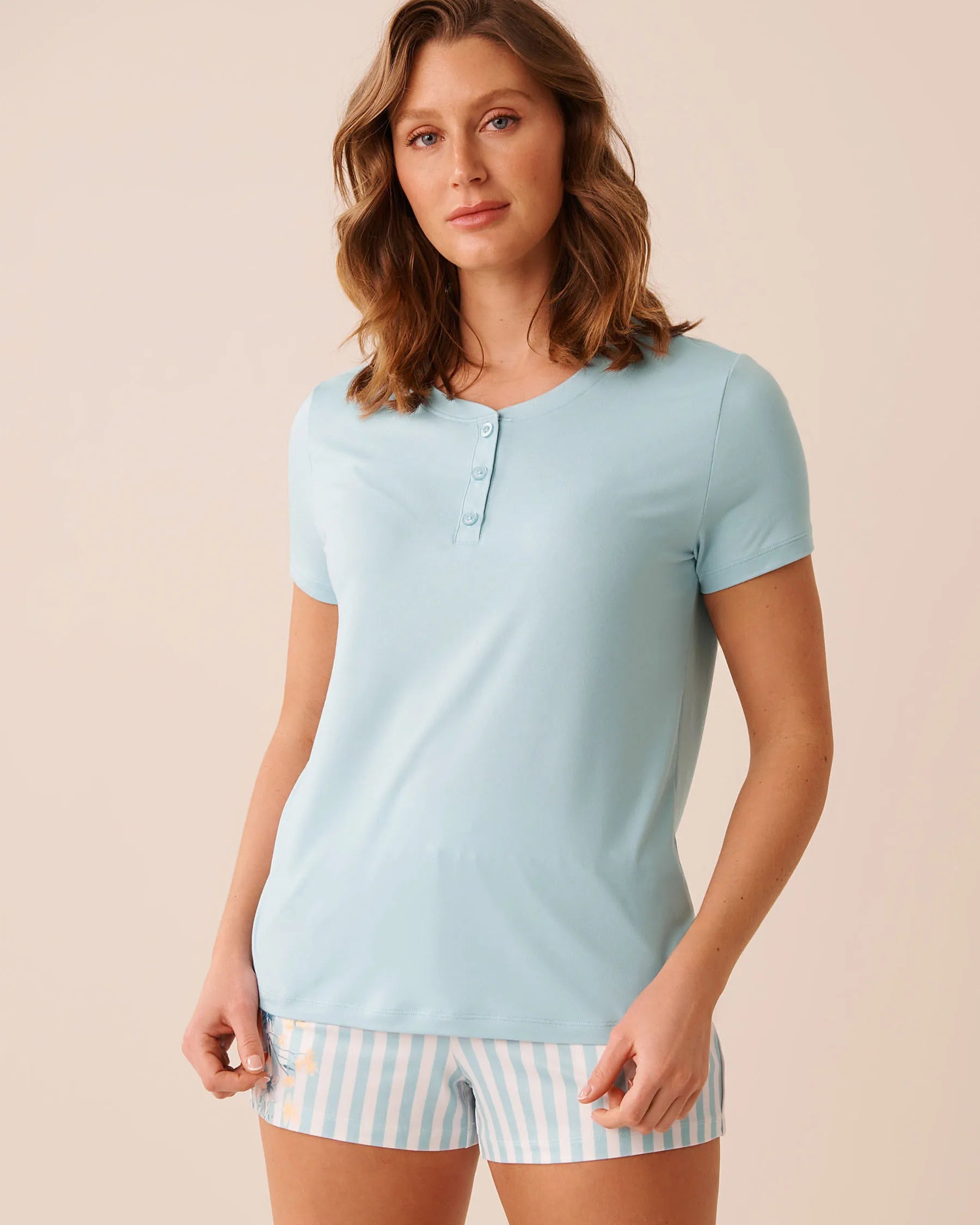 La Vie en Rose Stratosphere Women Super Soft Henley T-shirt SKU: 40100846_40274 Image 01