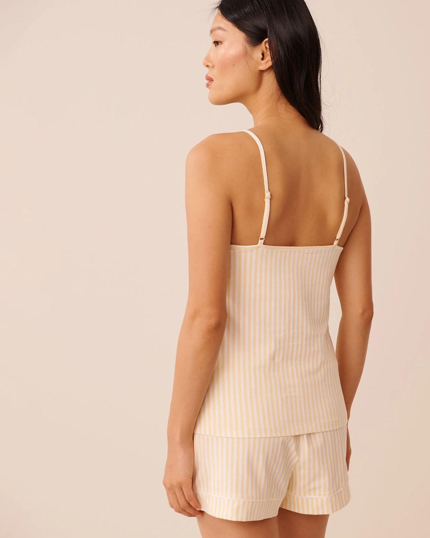 La Vie en Rose Apricot Gelato Stripe Women Cotton Cami with Shelf Bra SKU: 40100848_P70071 Image 02