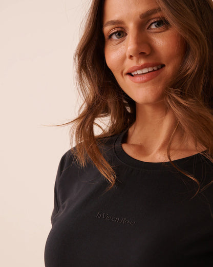 La Vie en Rose Black Beauty Women Essential Breathable Cotton Pajama T-Shirt SKU: 40100849_00001 Image 03