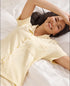 La Vie en Rose Apricot Gelato Stripe Women Cotton Short Sleeve Button-down Shirt SKU: 40100850_P70071 Image 01