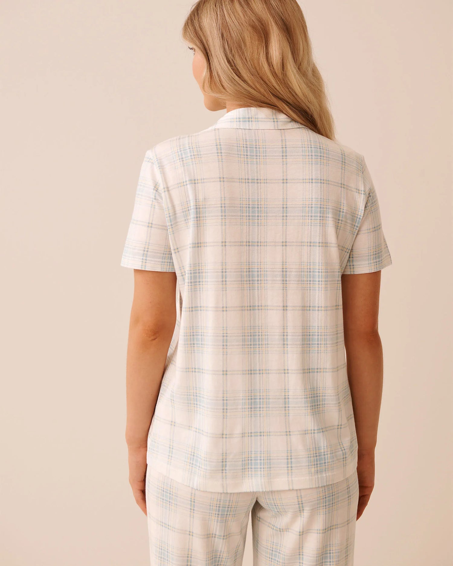 La Vie en Rose Stratosphere Plaid Women Blue Plaid Print Button-down Shirt SKU: 40100852_P40556 Image 02