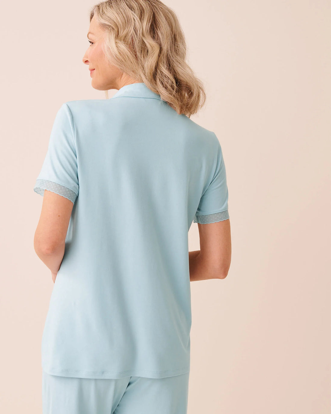 La Vie en Rose Stratosphere Women Super Soft Lace Trim Button-down Shirt SKU: 40100853_40274 Image 02