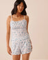 La Vie en Rose Snow White Victorian Women loral Print Pointelle Cami with Shelf Bra SKU: 40100855_P10589 Image 01