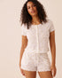 La Vie en Rose Snow White Apricot Ditsy Women Floral Print Ruffle Hem Pointelle T-shirt SKU: 40100856_P10590 Image 01