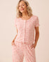 La Vie en Rose Peachskin Ditsy Women Floral Print Ruffle Hem Pointelle T-shirt SKU: 40100856_P60471 Image 01