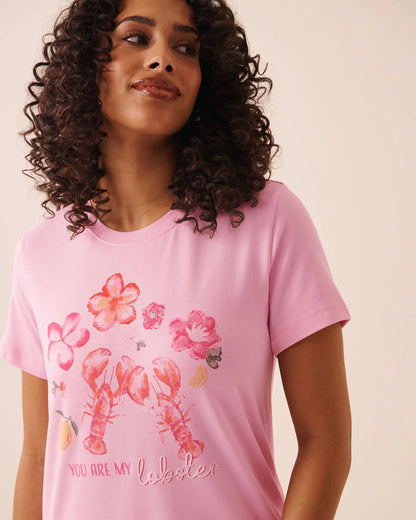 La Vie en Rose Nosegay Women Lobster Print Super Soft T-Shirt SKU: 40100861_60245 Image 03