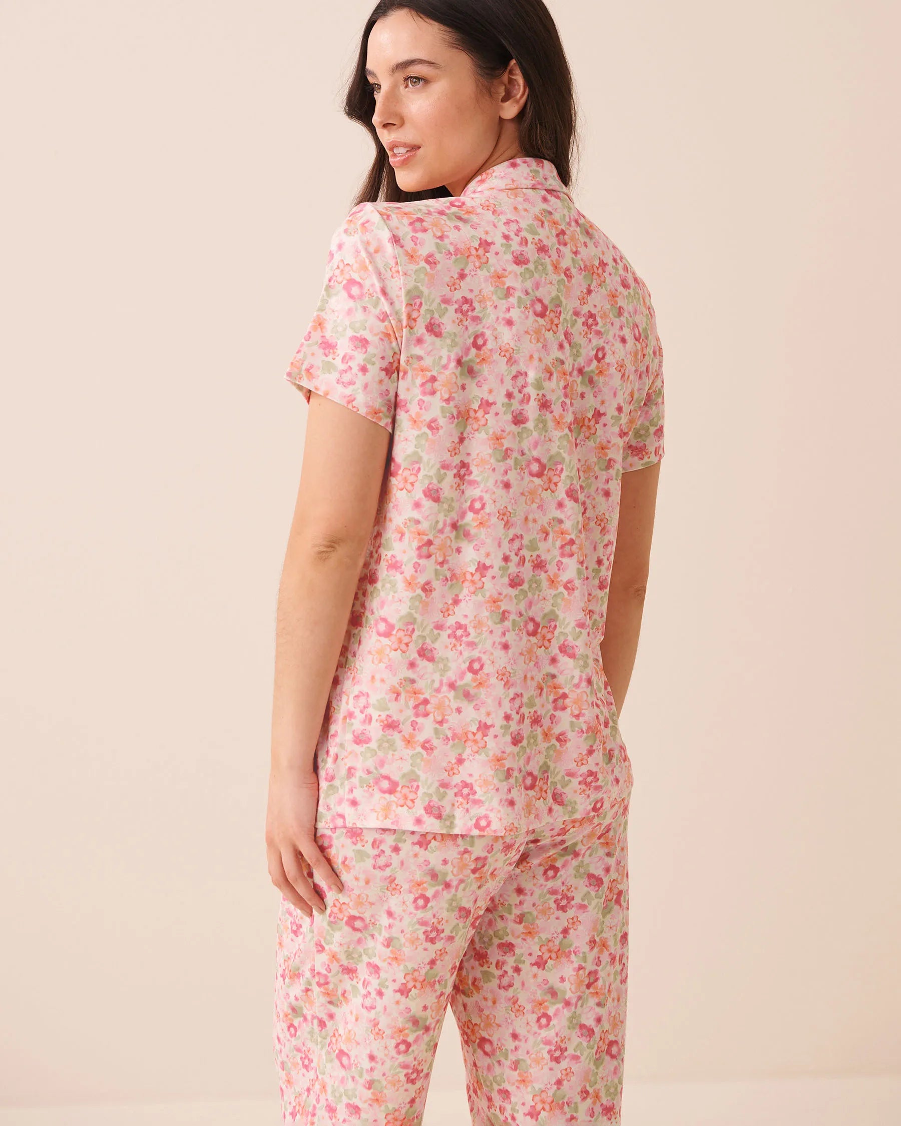 La Vie en Rose Watercolor Floral Women Floral Print Super Soft Button-Down Shirt SKU: 40100862_P10605 Image 02